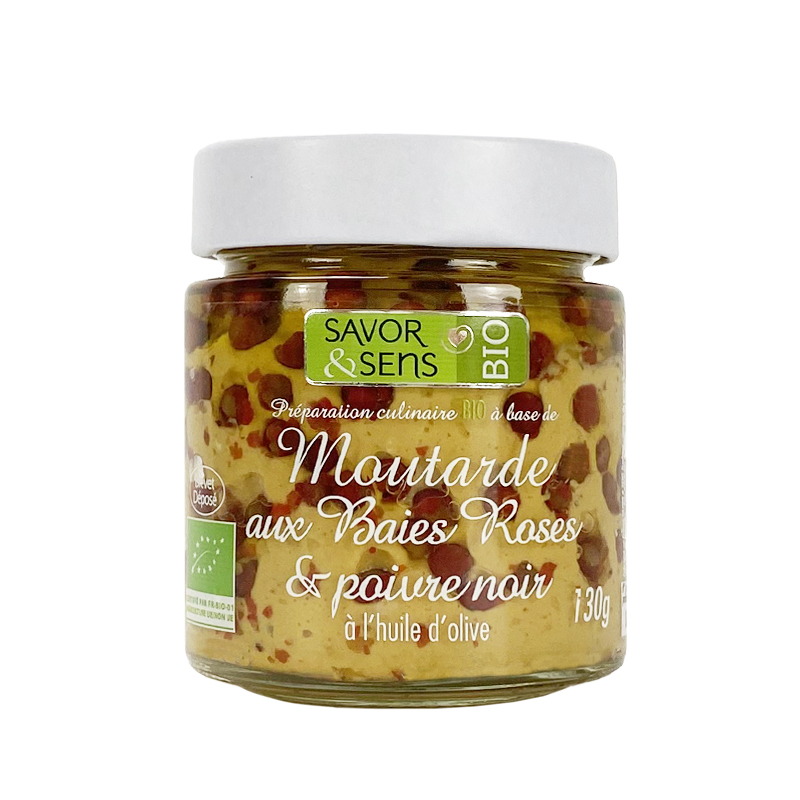 Moutarde Aux Baies Roses & Poivre Noir Bio - 130g