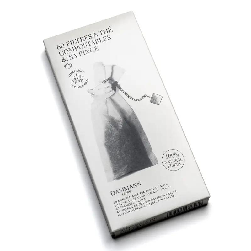 Accessoires Thes & Infusions Dammann Freres - Filtres a Thes Compostables pour Theiere & Sa Pince