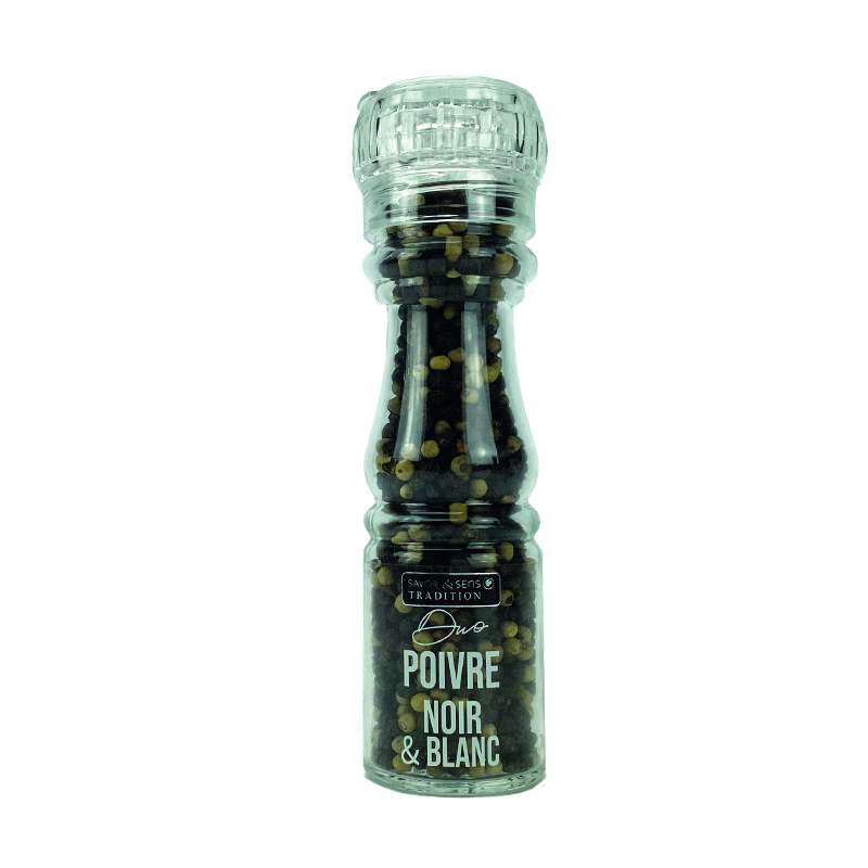 Poivres Moulin Pvc Rechargeable (s&s) - Duo Poivre Noir&Blanc